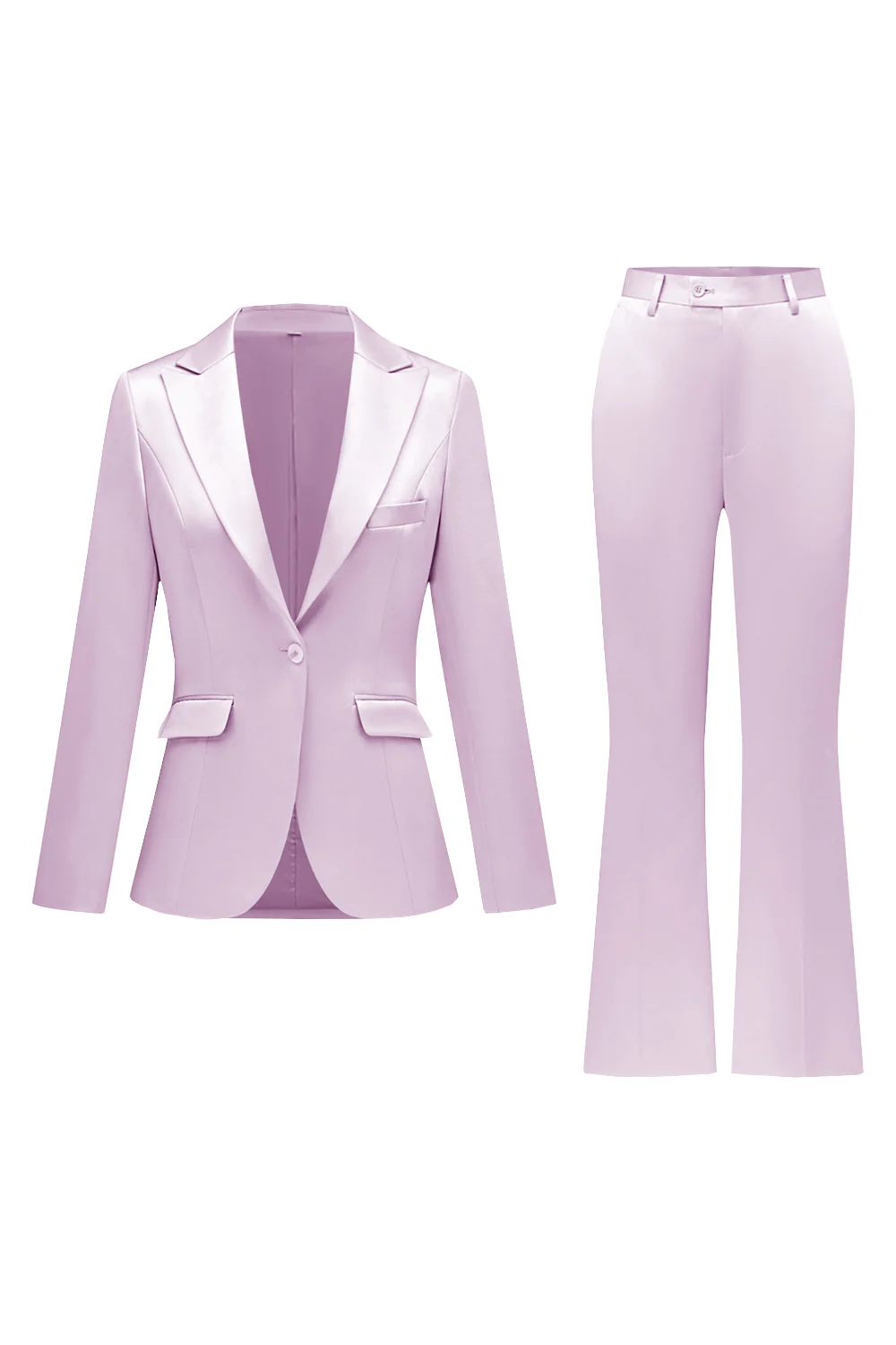 Grey Pink 2 Pieces Notched Lapel Long Sleeves Women Suits - VNBITS