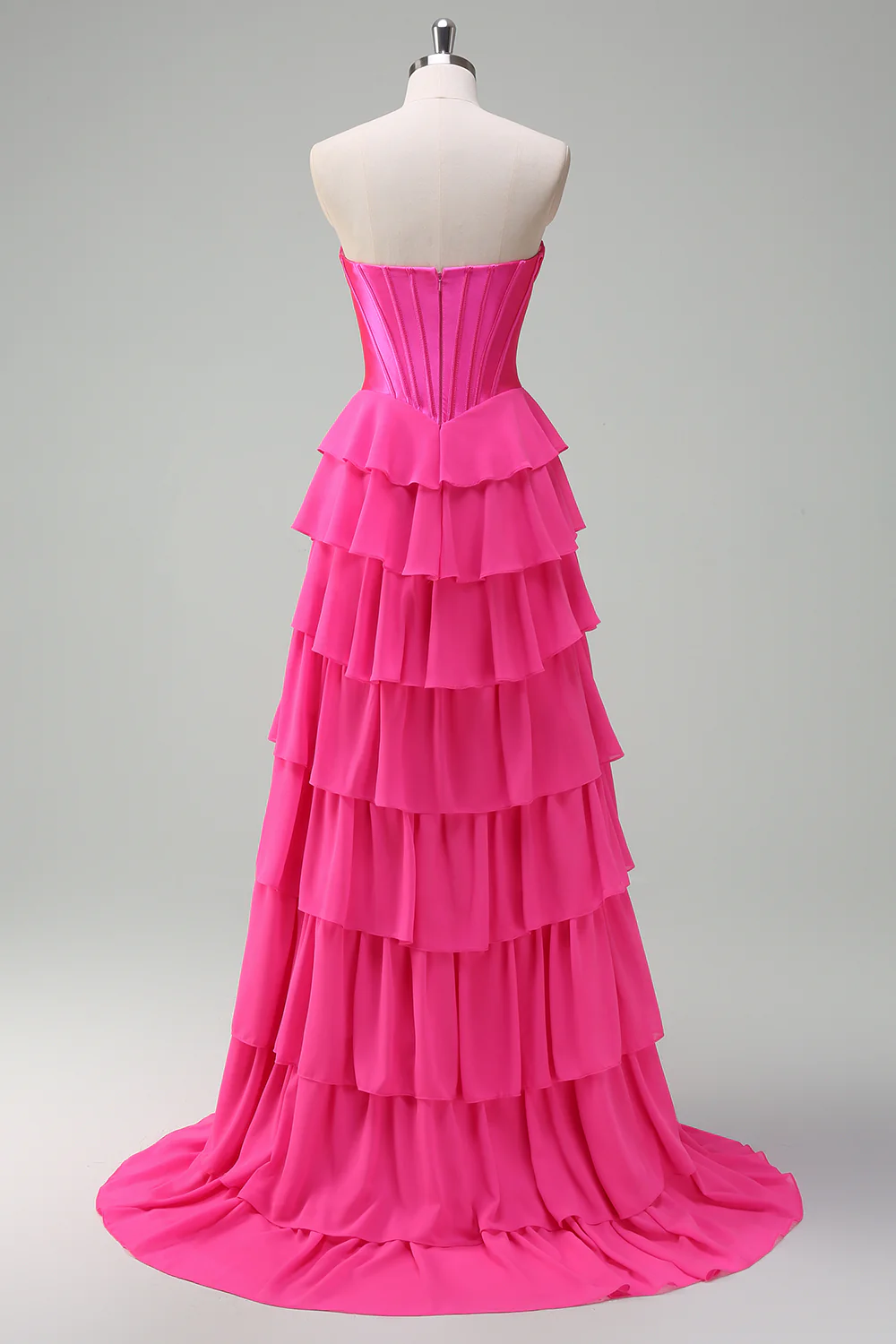 Yellow A-Line Tiered Sweetheart Long Prom Dress with Slit - VNBITS