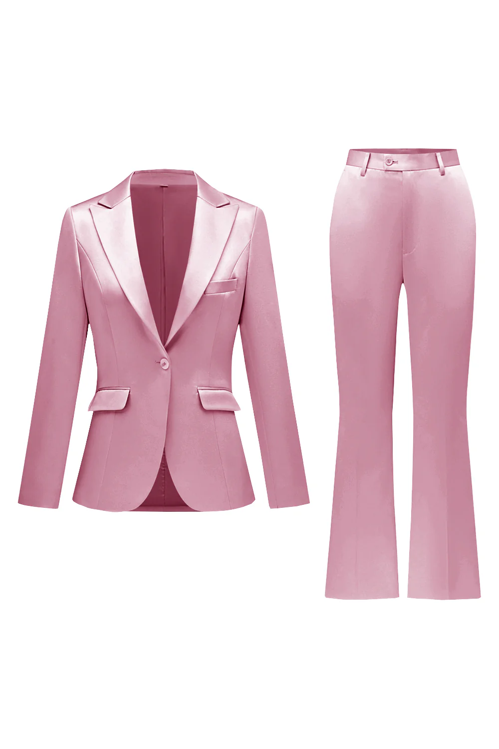 Grey Pink 2 Pieces Notched Lapel Long Sleeves Women Suits - VNBITS