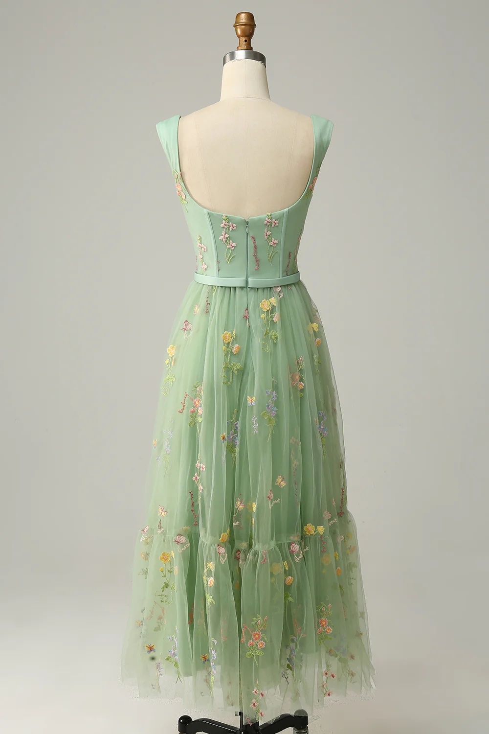 A Line Sweetheart Champagne Long Prom Dress with Embroidery - VNBITS