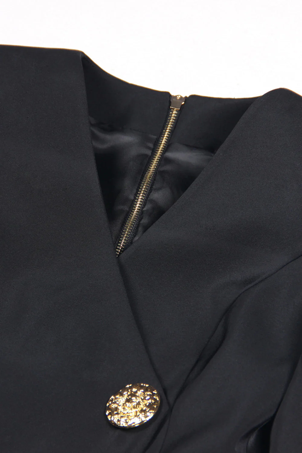 Black V-neck Slim Fit Long Women Blazer - VNBITS