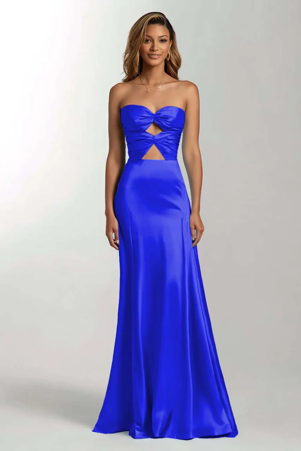 Sky Blue Mermaid Sweetheart Satin Long Formal Dress - VNBITS