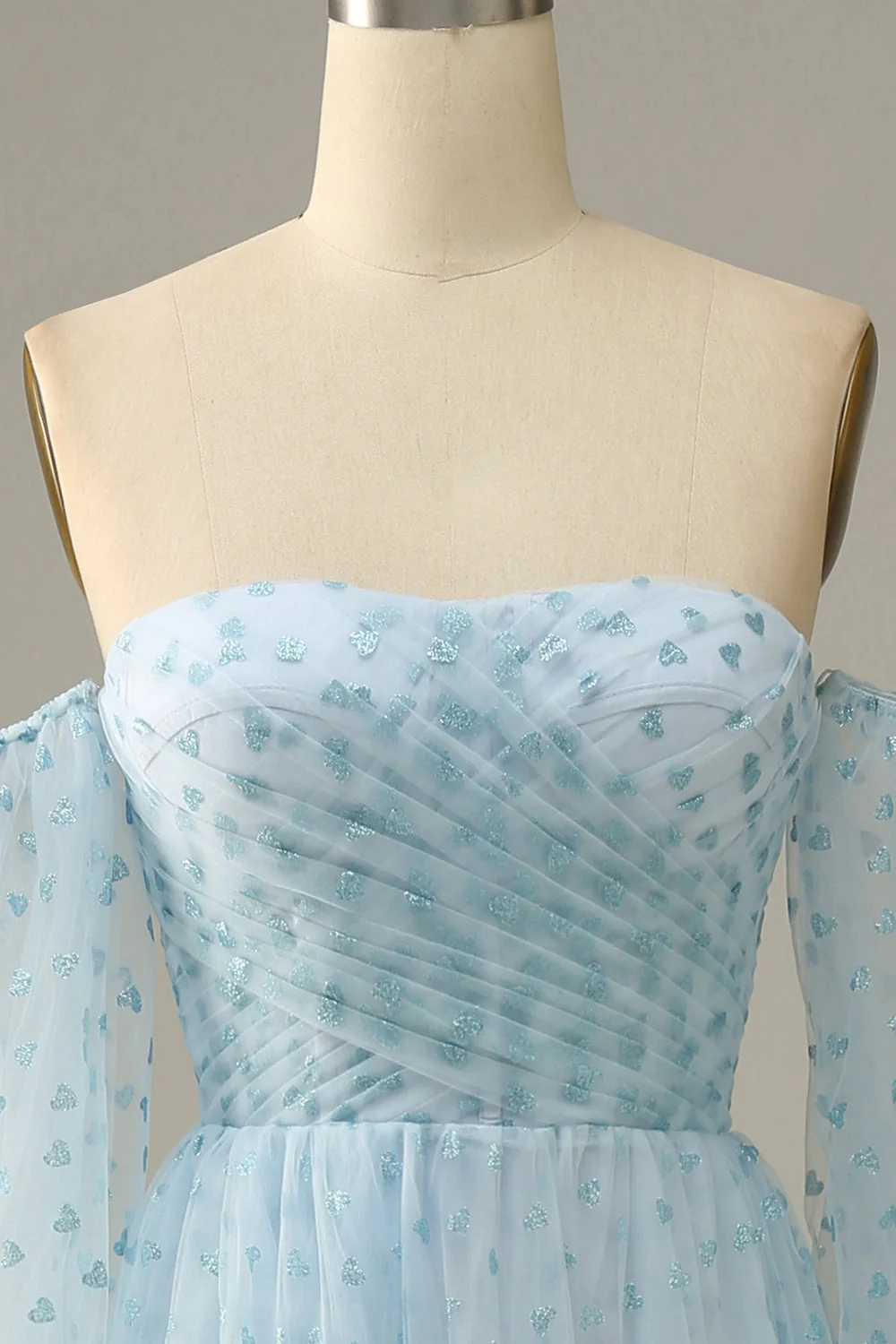 Sky Blue Off The Shoulder Prom Dress - VNBITS