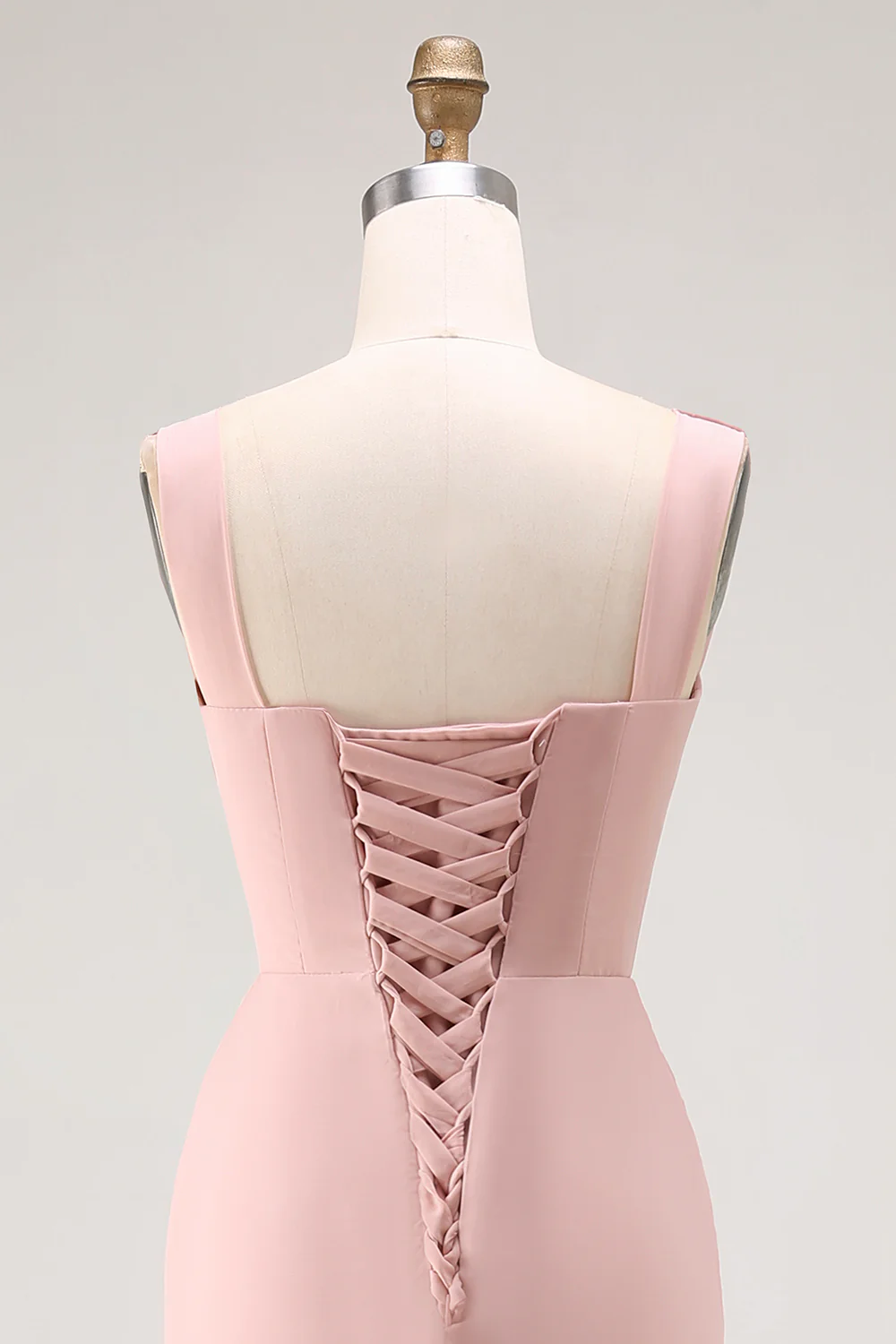Blush Pink Cowl Neck Long Bridesmaid Dress with Slit - VNBITS
