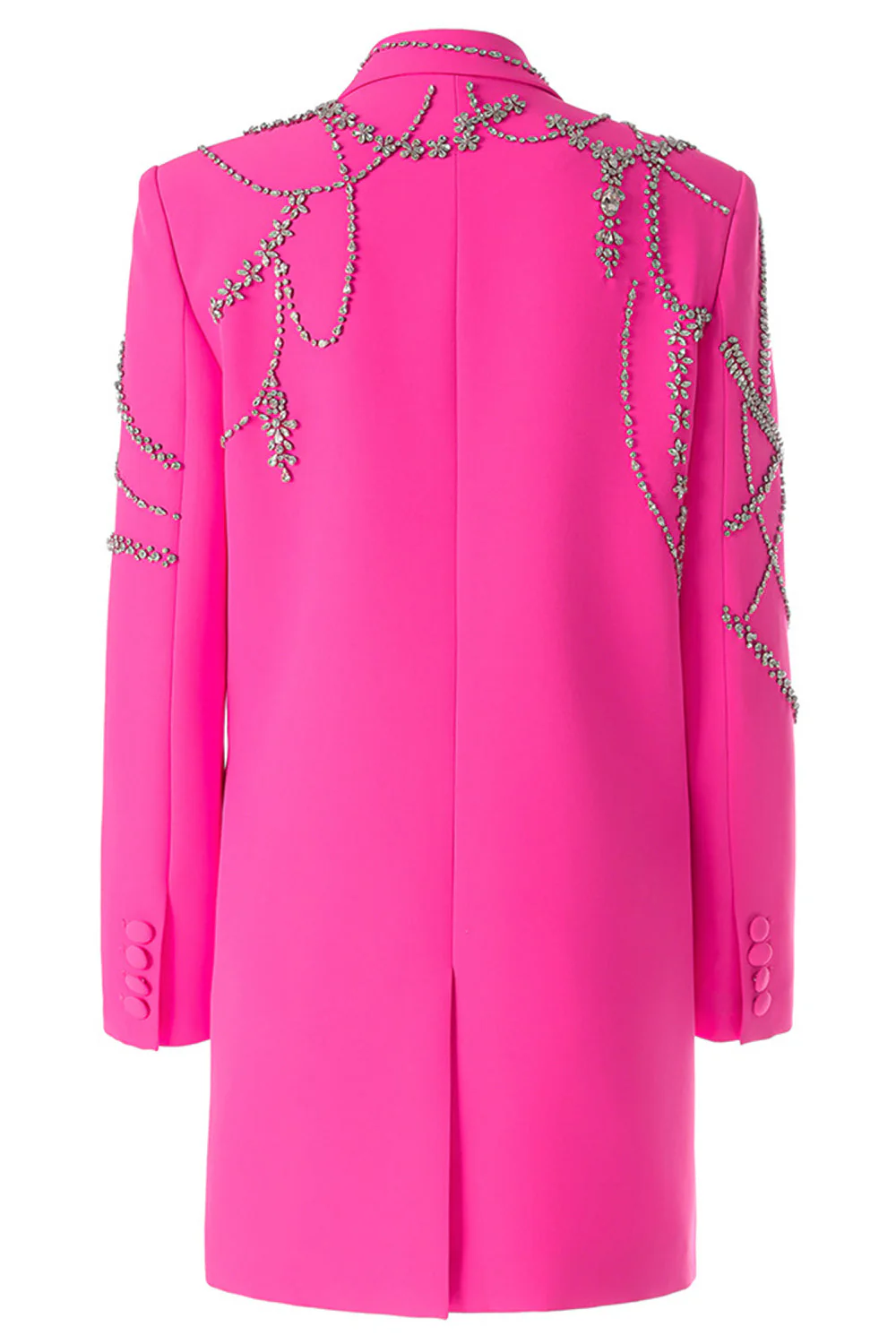 Sparkly Fuchsia Shawl Lapel Women Blazer - VNBITS