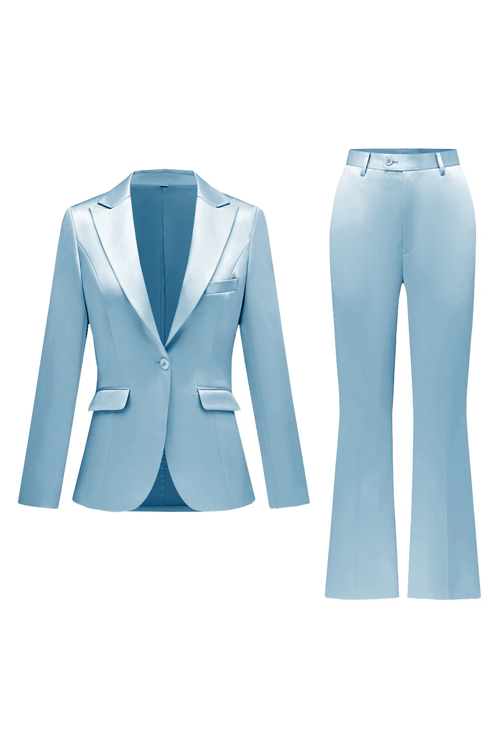 Grey Pink 2 Pieces Notched Lapel Long Sleeves Women Suits - VNBITS