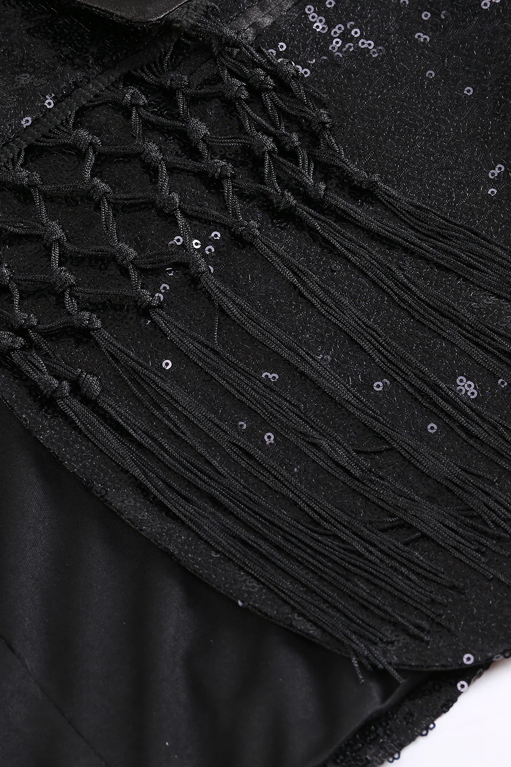 Sparkly Black Women's Party Blazer with Fringes - VNBITS