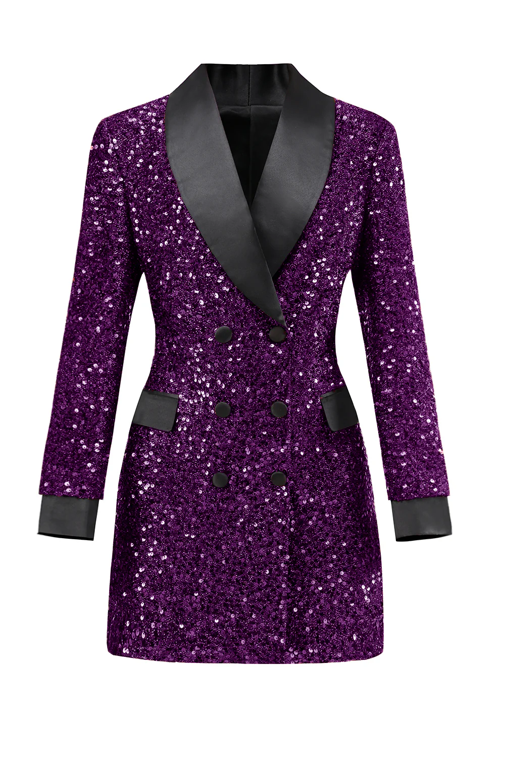 Sparkly Burgundy Bodycon Maxi Women's Blazer - VNBITS