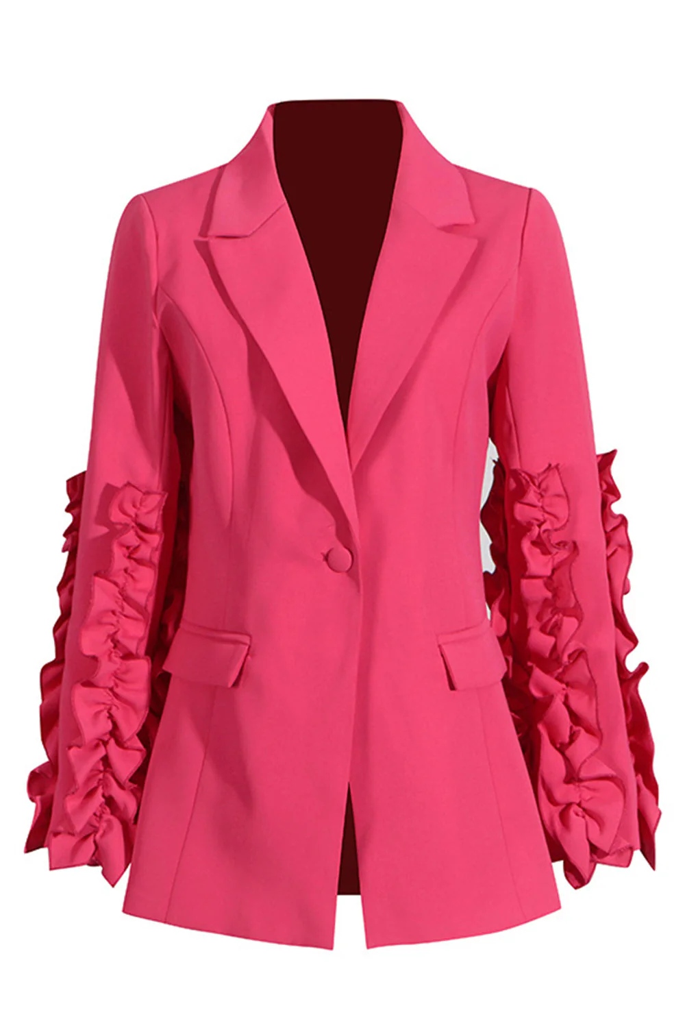 Fuchsia 2 Pieces Notched Lapel One Button Women Suits - VNBITS