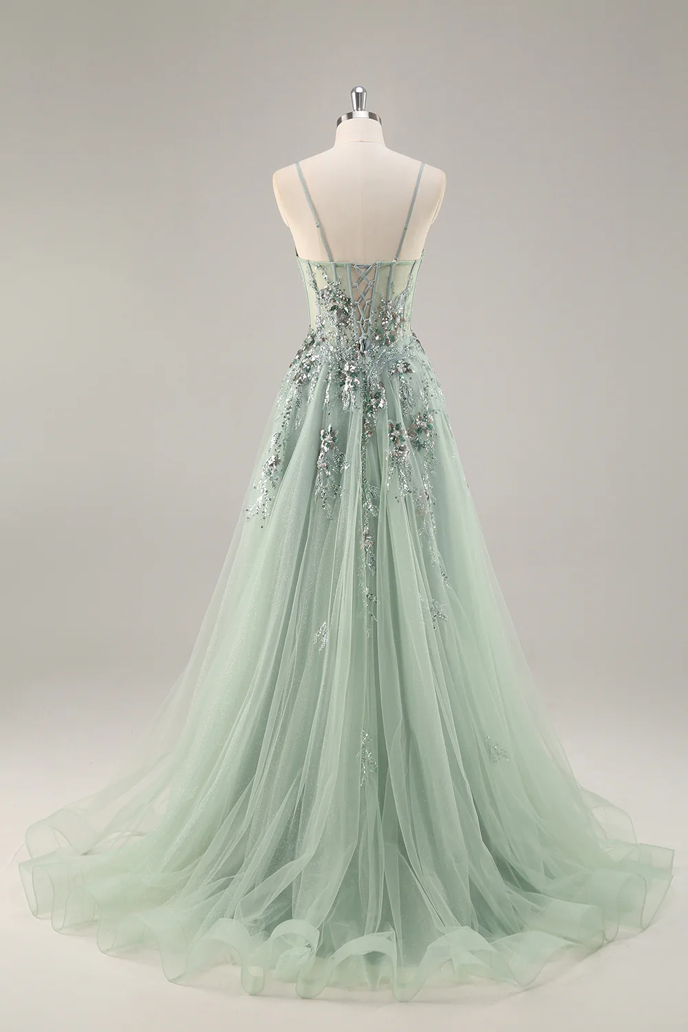 Sparkly Navy Corset Sweetheart Long Prom Dress with Appliques - VNBITS