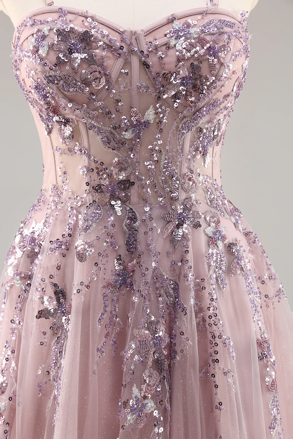 Sparkly Navy Corset Sweetheart Long Prom Dress with Appliques - VNBITS