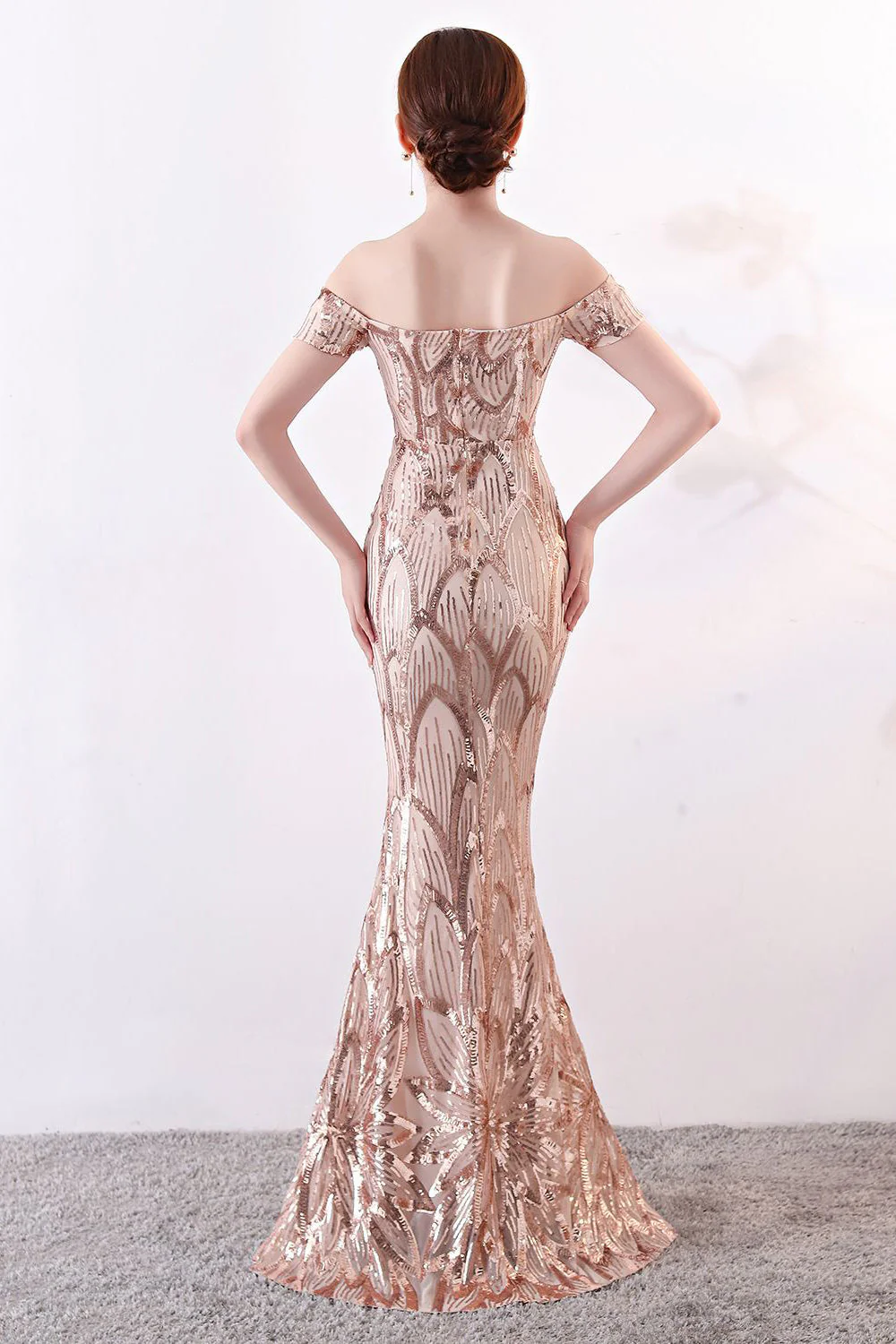 Black Off The Shoulder Mermaid Evening Dress - VNBITS