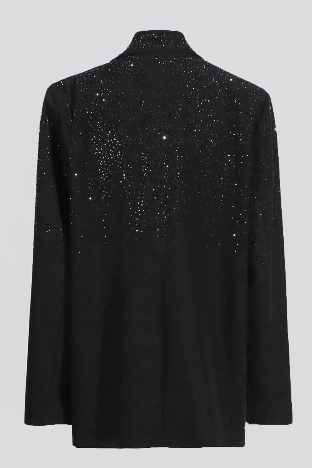 Sparkly Black Notched Lapel Women Blazer with Beading - VNBITS