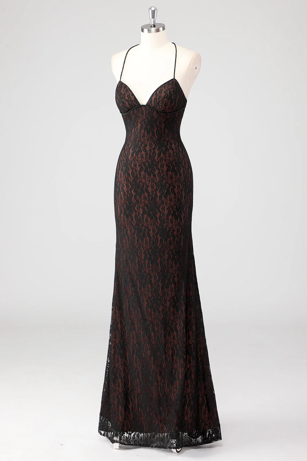 Black Spaghetti Straps Backless Formal Dress - VNBITS