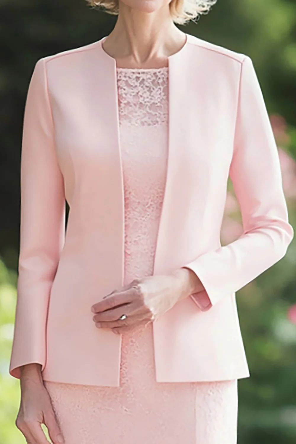 Pink Scoop Sheath 2-Piece Mother of the Bride Dress - VNBITS