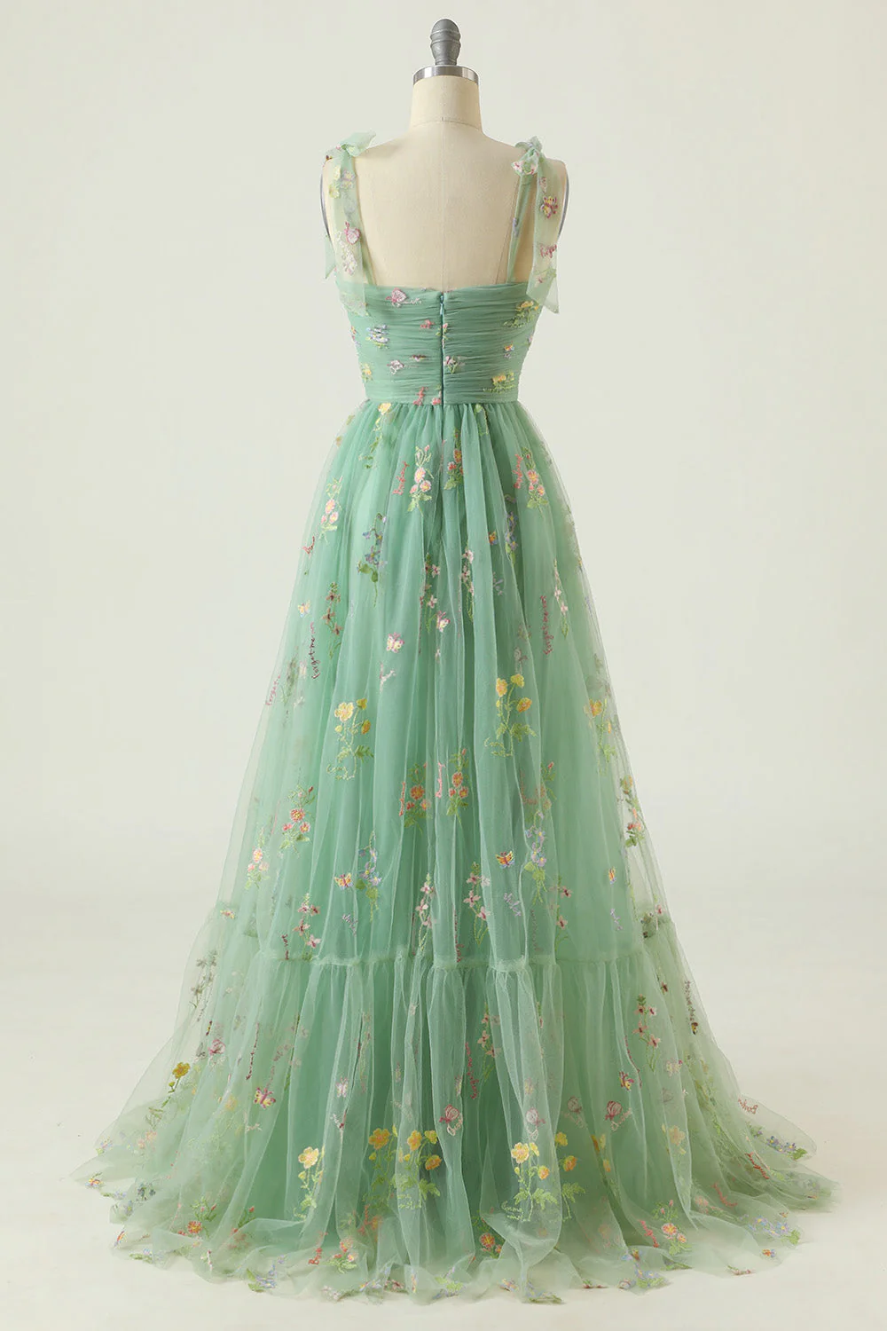 Champagne Embroidery Long Prom Dress - VNBITS