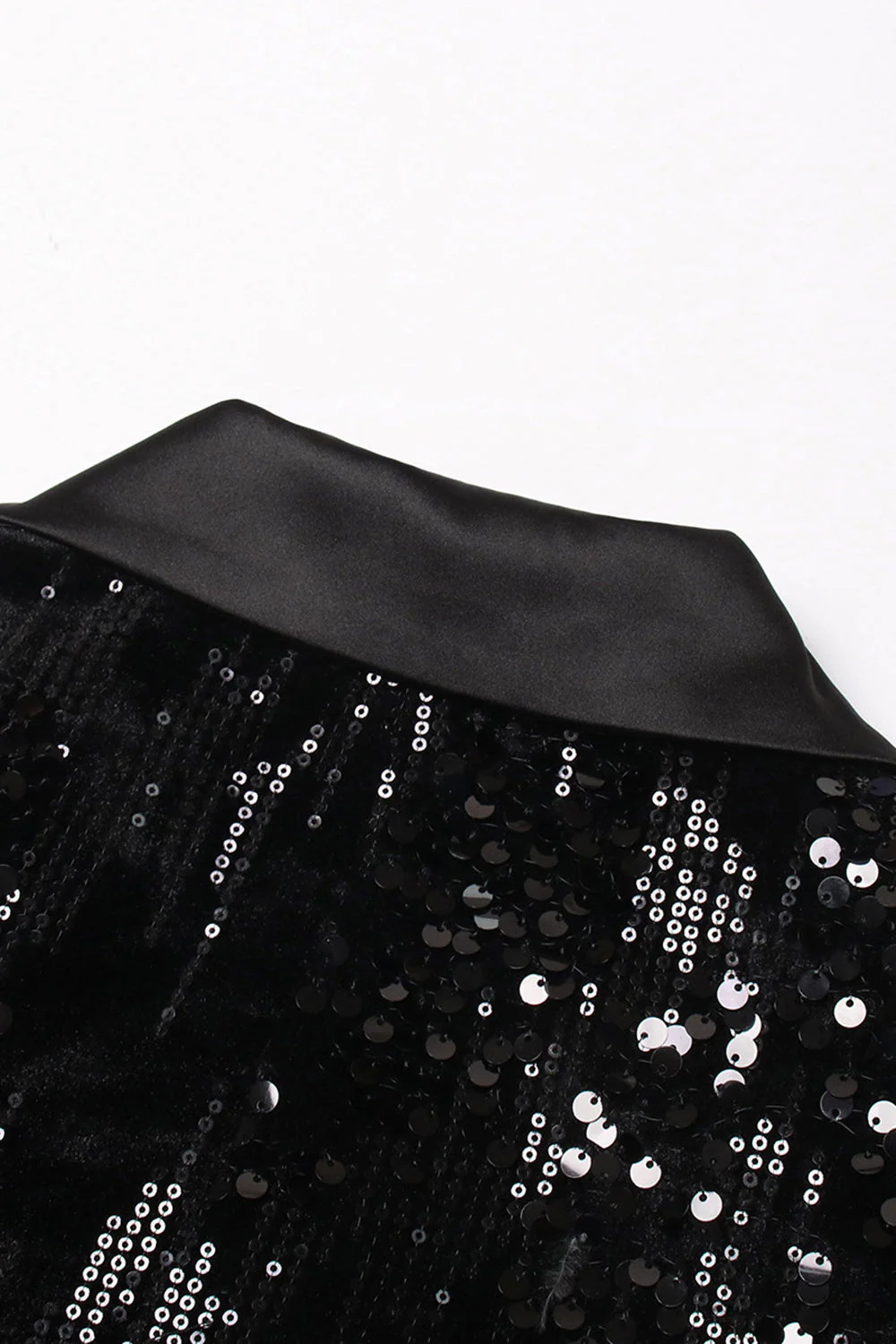 Sparkly Black Peak Lapel Sequins Women Blazer with Feathers - VNBITS