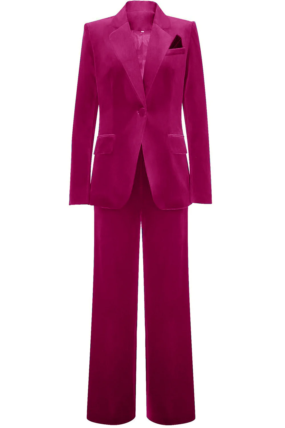 Royal Blue Velvet Single Button Women's Suits - VNBITS