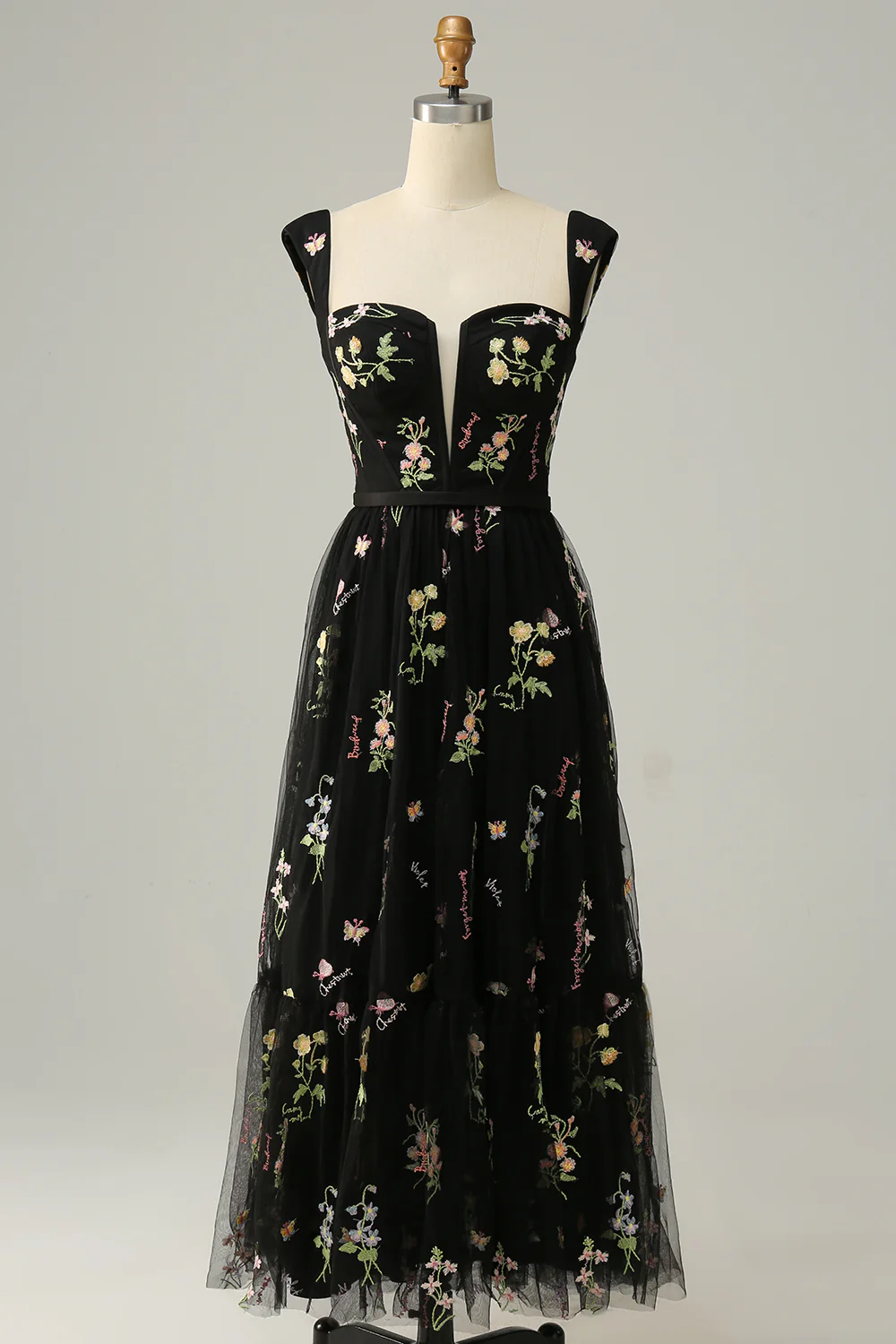 A Line Sweetheart Champagne Long Prom Dress with Embroidery - VNBITS