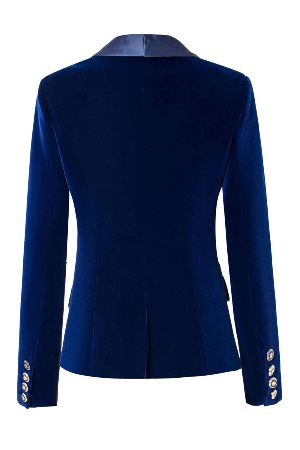 Black Slim Fit Buttoned Velvet Women Blazer - VNBITS