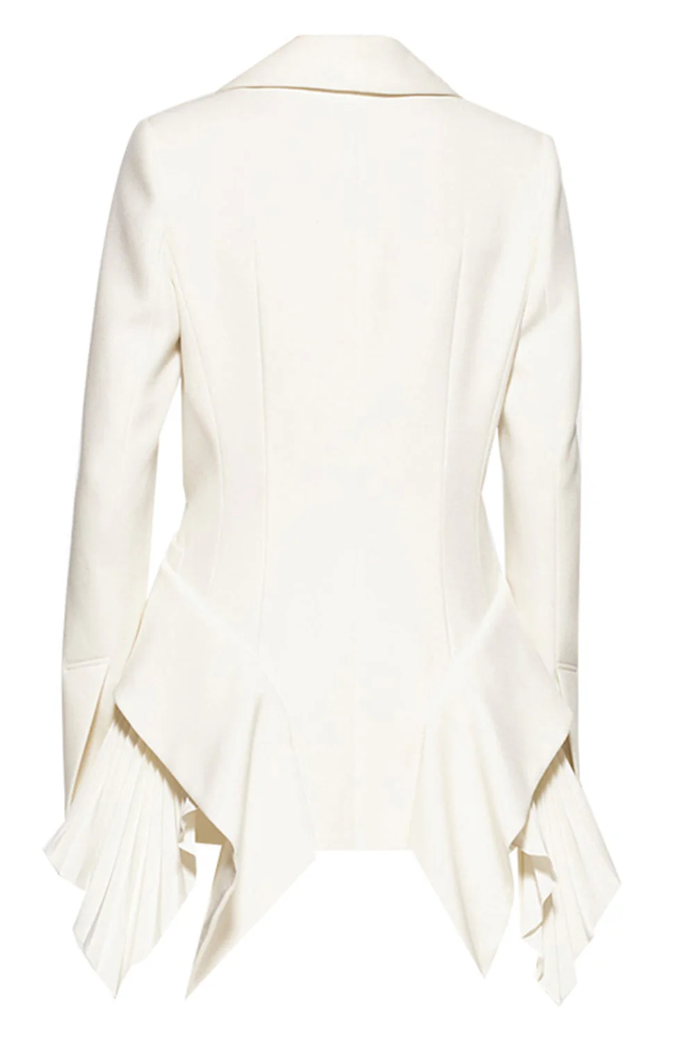 Black Long Sleeves Shawl Lapel Ruffled Women's Blazer - VNBITS