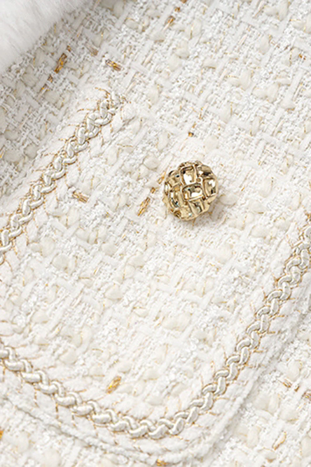 Light Luxury White Wool Splicing Small Stand Collar Women Jacket - VNBITS