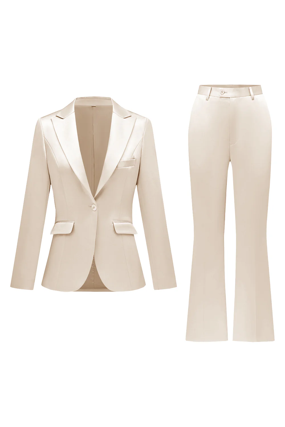 Grey Pink 2 Pieces Notched Lapel Long Sleeves Women Suits - VNBITS