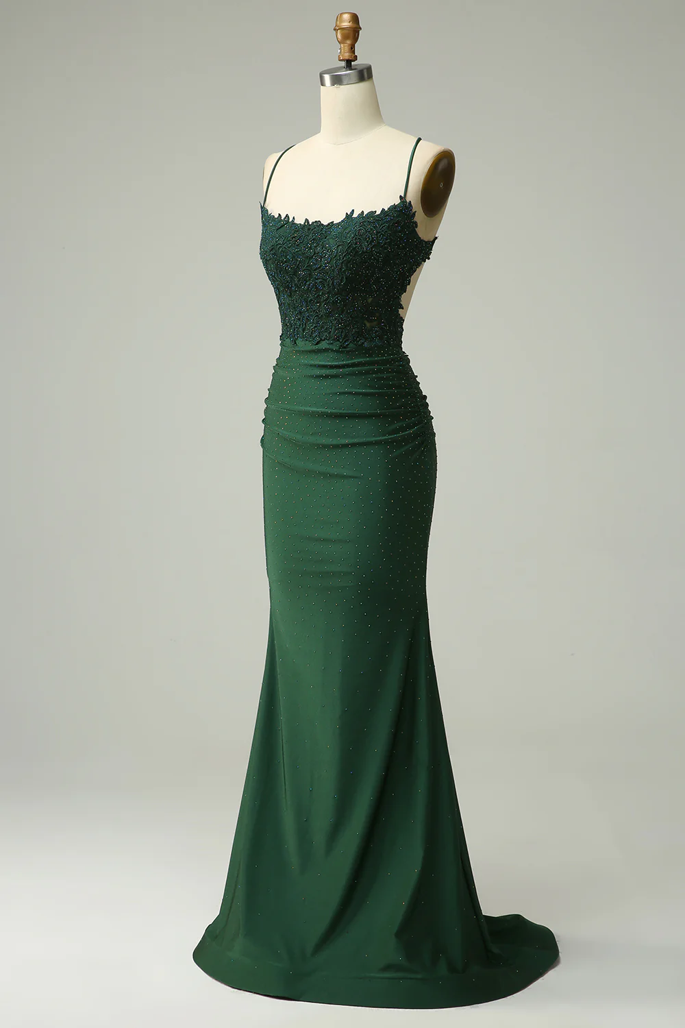 Mermaid Royal Blue Satin Spaghetti Straps Prom Dress - VNBITS
