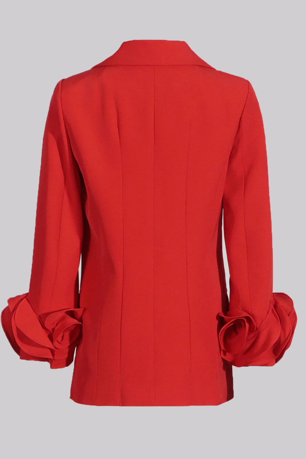 Red Peak Lapel Floral Women Blazer - VNBITS