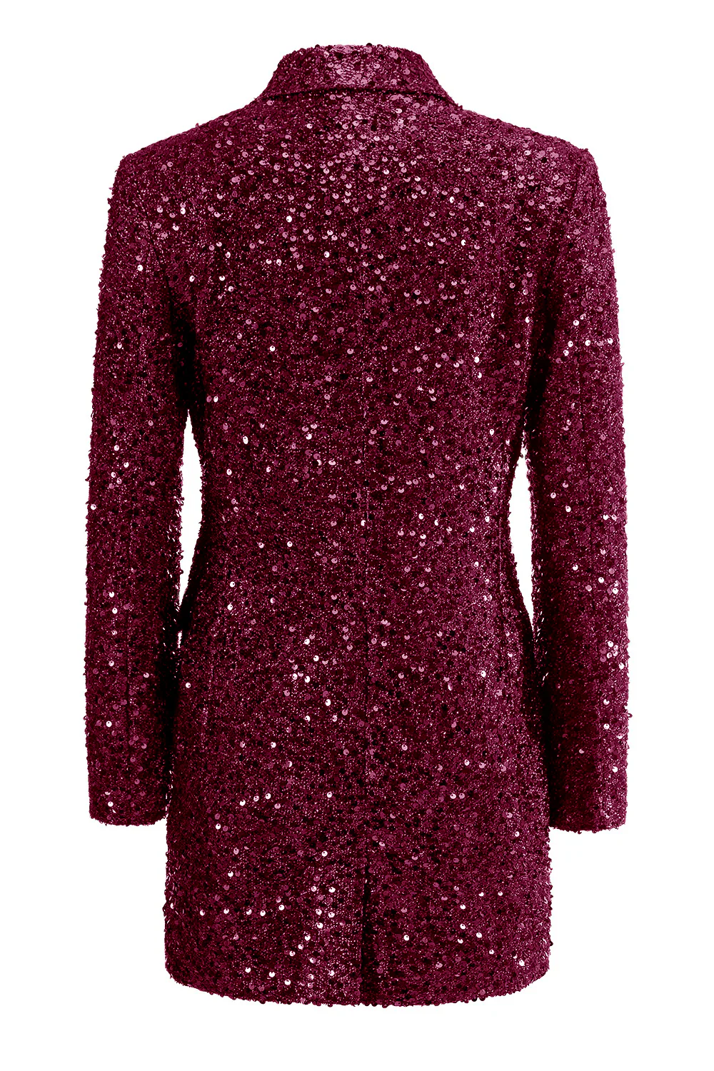 Sparkly Fuchsia Notched Lapel Women's Long Blazer - VNBITS