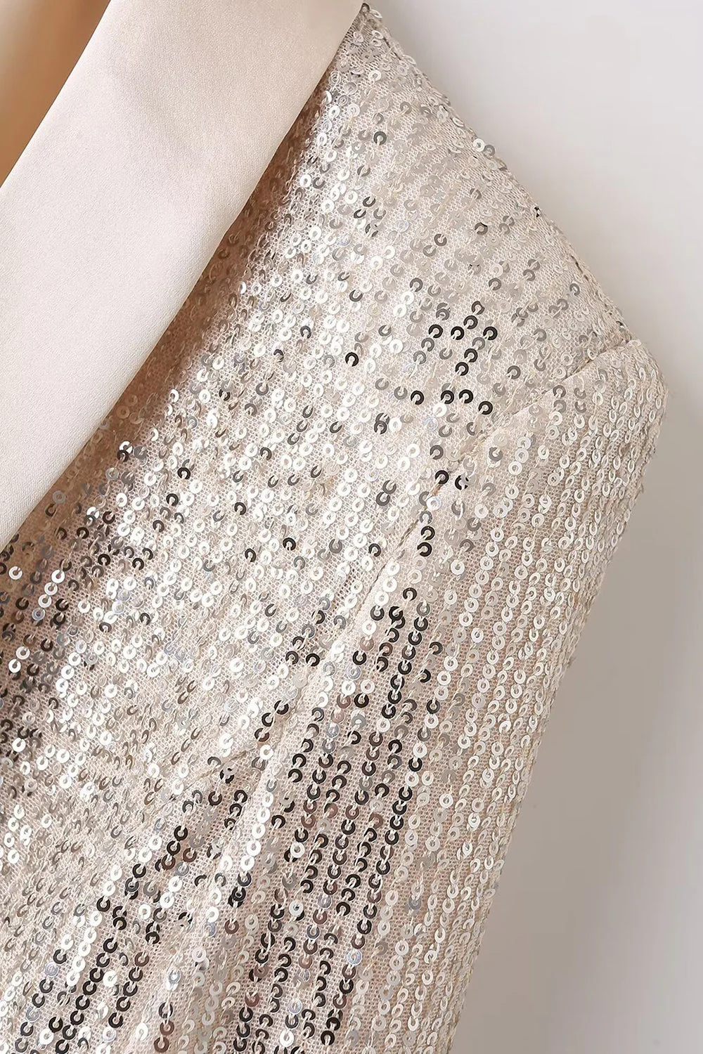 Sparkly Champagne Sequin Prom Party Blazer For Women - VNBITS