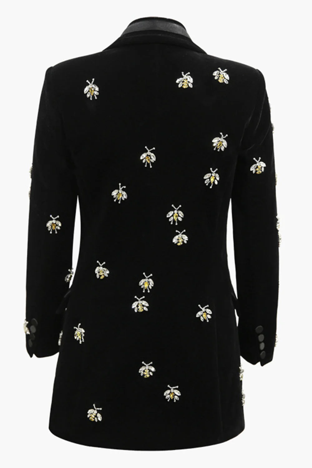 Peak Lapel Black Long Sleeves One Button Women Blazer - VNBITS