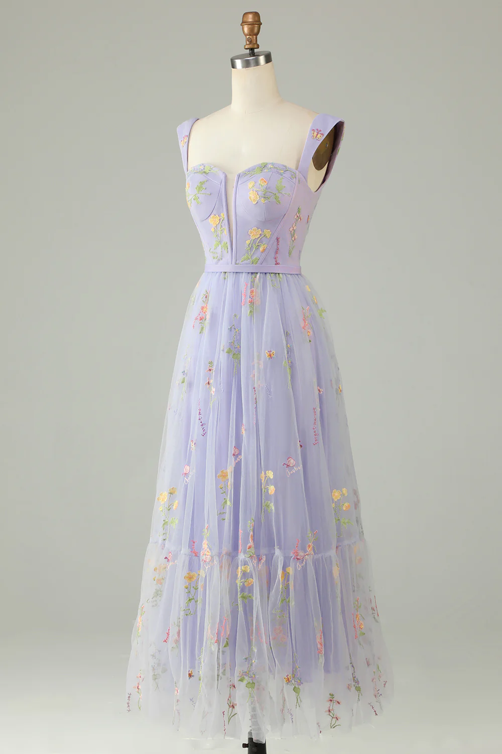 A Line Sweetheart Champagne Long Prom Dress with Embroidery - VNBITS