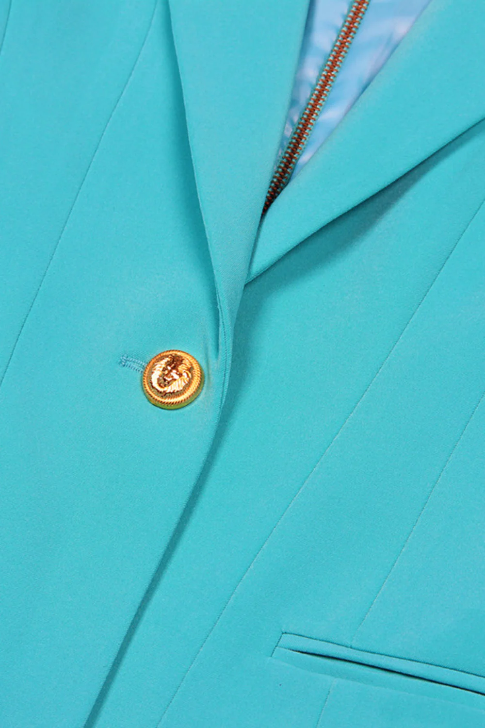 Lake Blue Peak Lapel Long Sleeves One Button Women Blazer - VNBITS
