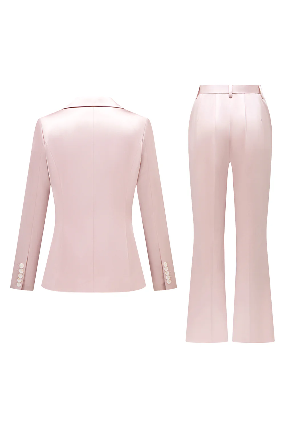 Grey Pink 2 Pieces Notched Lapel Long Sleeves Women Suits - VNBITS