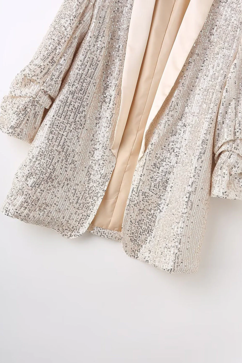 Sparkly Champagne Sequin Prom Party Blazer For Women - VNBITS