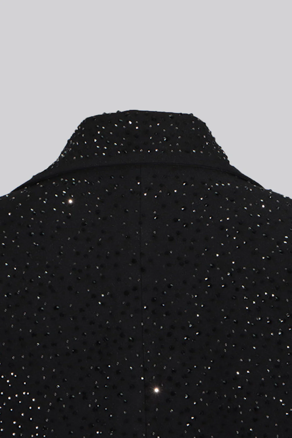 Sparkly Black Notched Lapel Women Blazer with Beading - VNBITS
