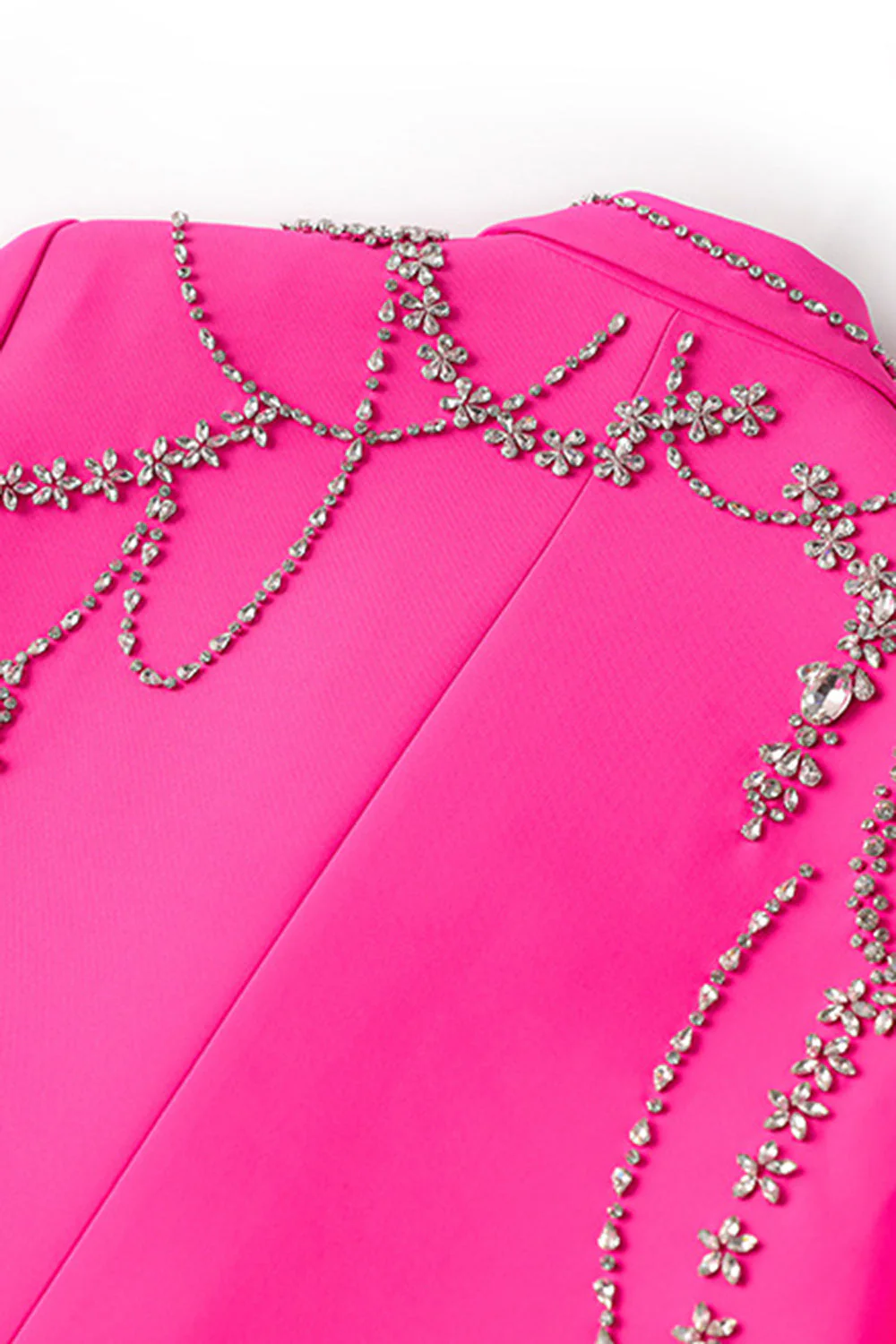 Sparkly Fuchsia Shawl Lapel Women Blazer - VNBITS