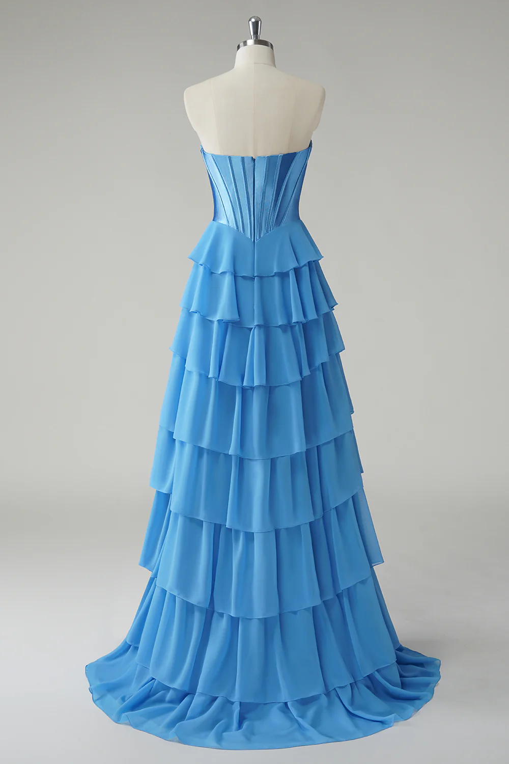 Yellow A-Line Tiered Sweetheart Long Prom Dress with Slit - VNBITS