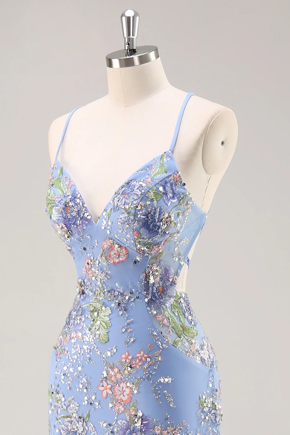 Sparkly Peacock Floral Beaded Mermaid Long Prom Dress with Sequins - VNBITS