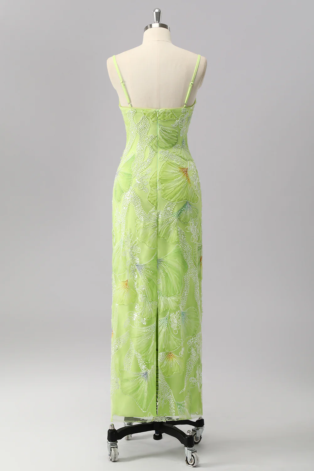 Sparkly Green Sheath Beaded Long Prom Dress with Slit - VNBITS