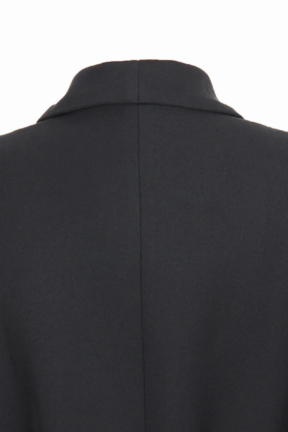 Black Shawl Lapel Double Breasted Long Women Blazer with Belt - VNBITS
