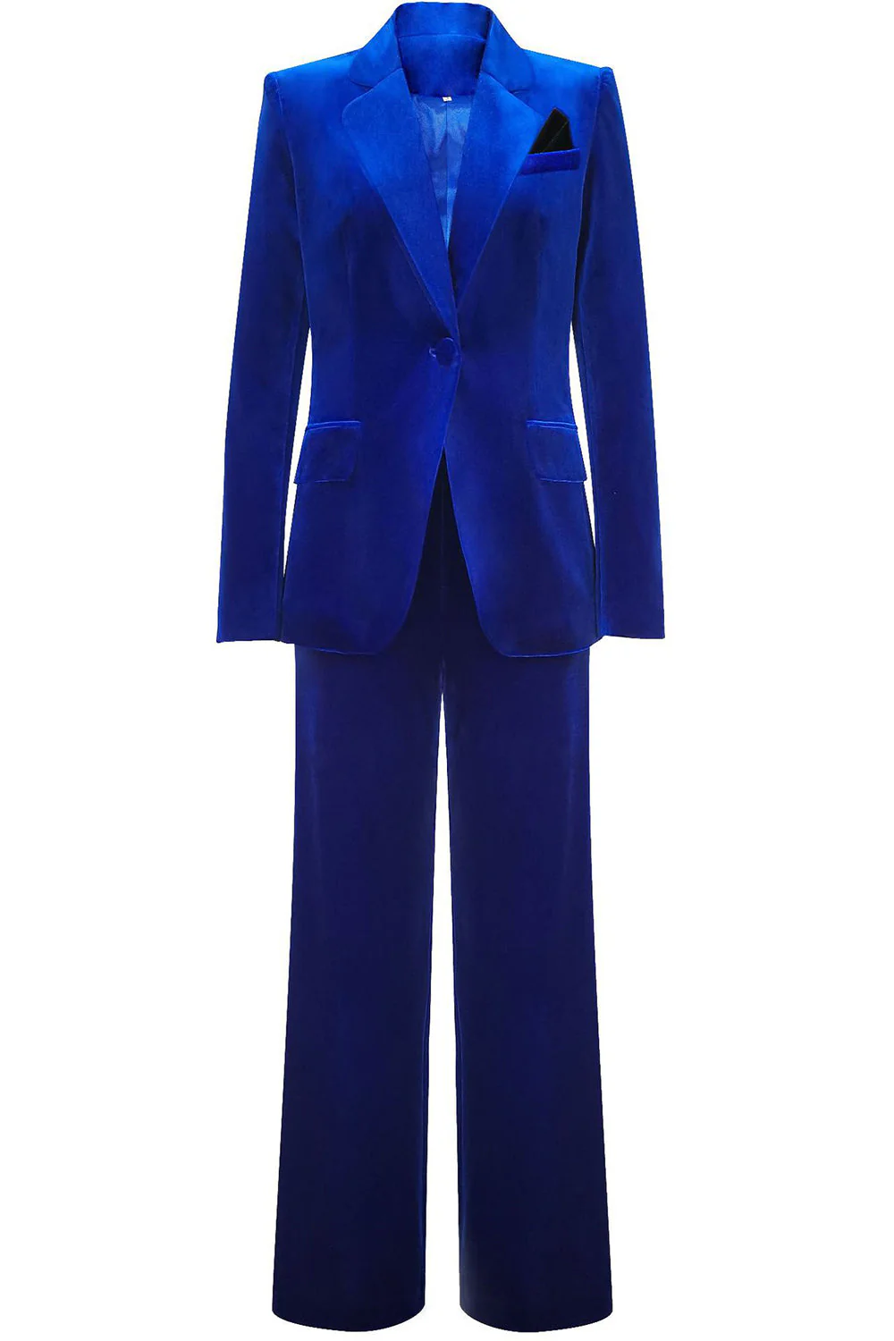 Royal Blue Velvet Single Button Women's Suits - VNBITS