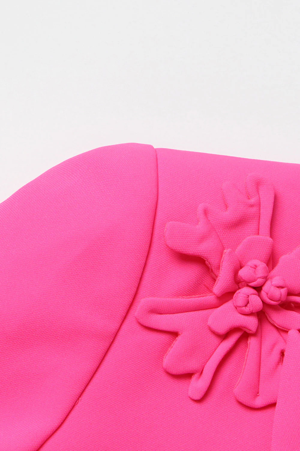 Fuchsia Double Breated Peak Lapel Women Blazer with Flowers - VNBITS