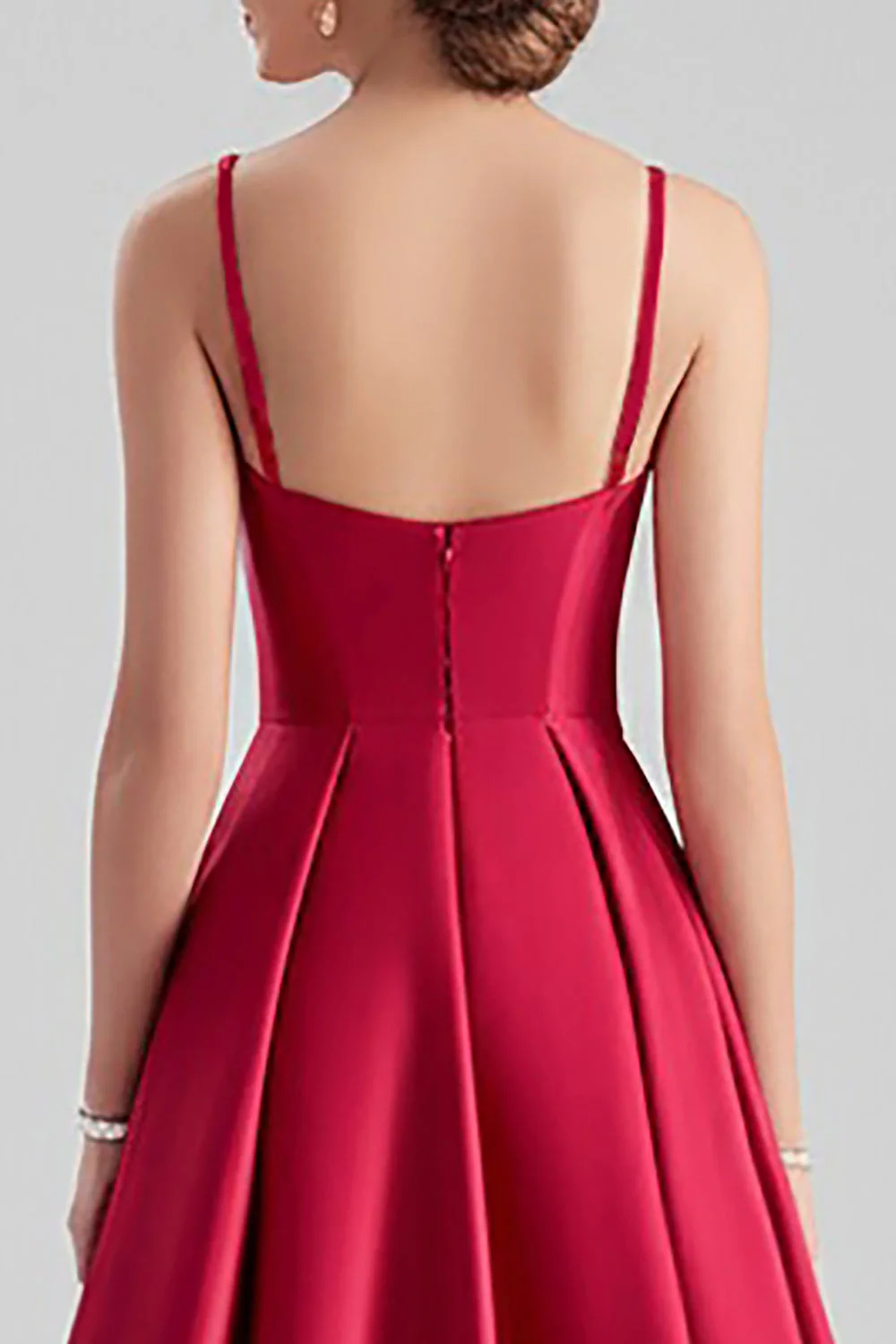 Black Satin A Line Spaghetti Straps Long Formal Dress - VNBITS