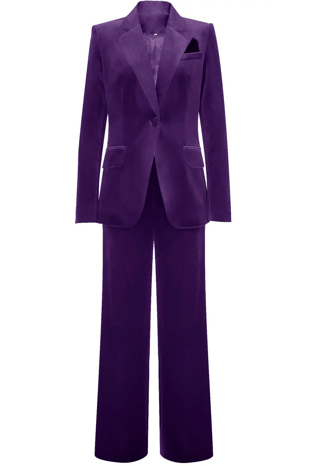 Royal Blue Velvet Single Button Women's Suits - VNBITS
