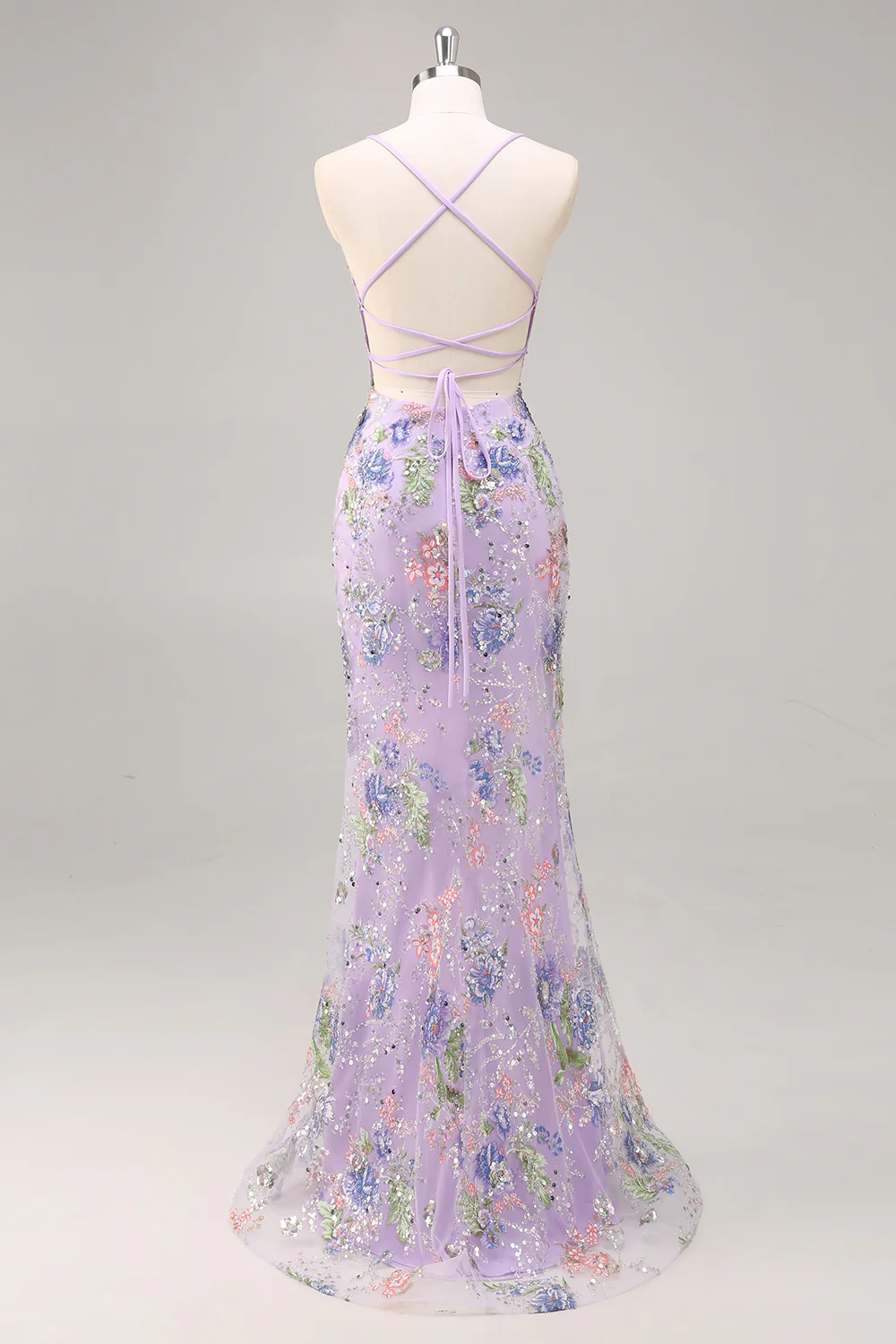 Sparkly Peacock Floral Beaded Mermaid Long Prom Dress with Sequins - VNBITS