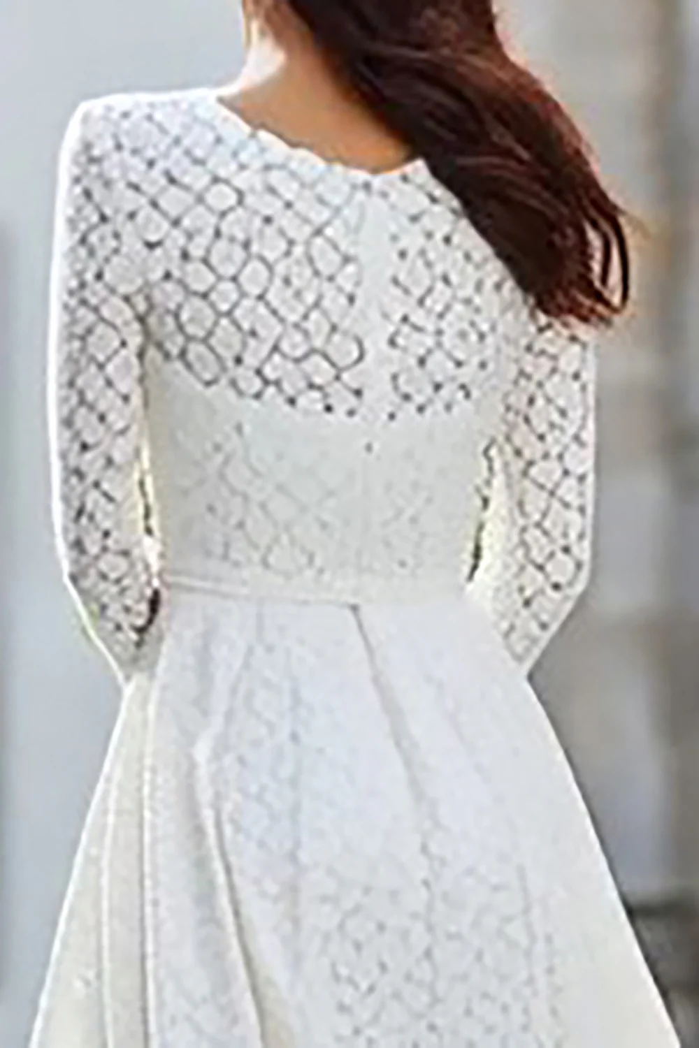 Ivory A Line Lave Long Sleeves Engagement Dress - VNBITS