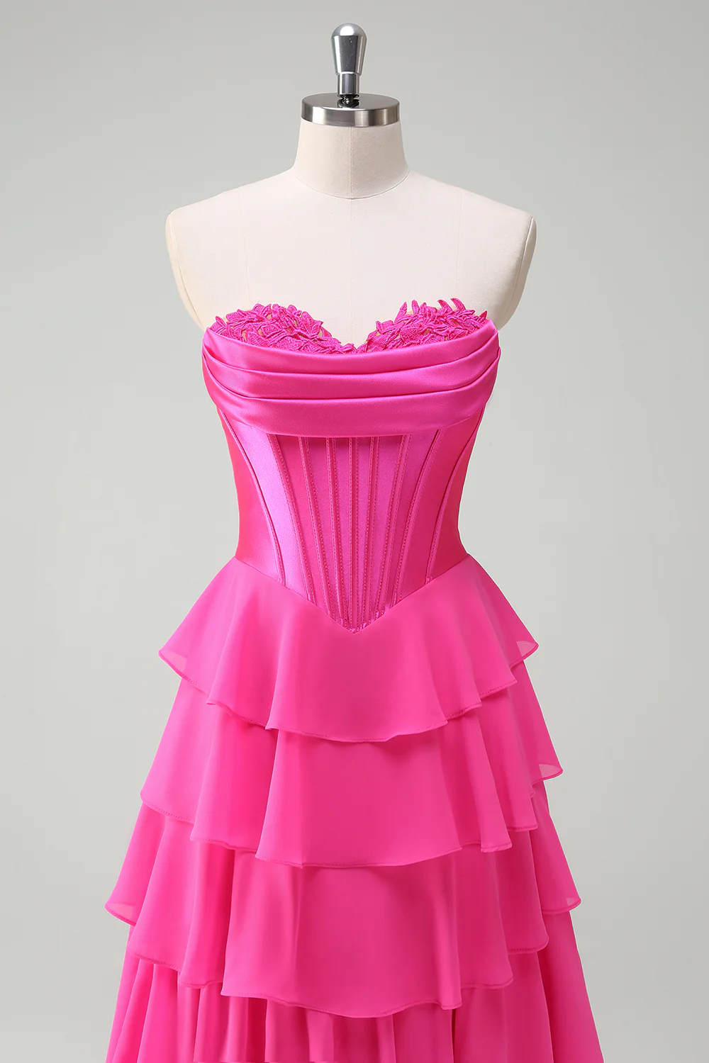 Yellow A-Line Tiered Sweetheart Long Prom Dress with Slit - VNBITS