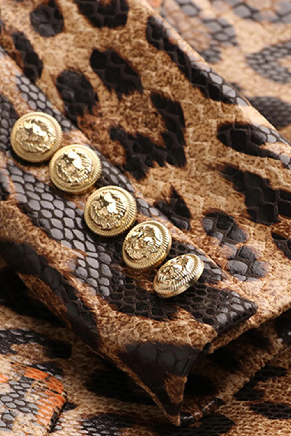Leopard Print Peak Lapel Long Sleeves Women Blazer - VNBITS
